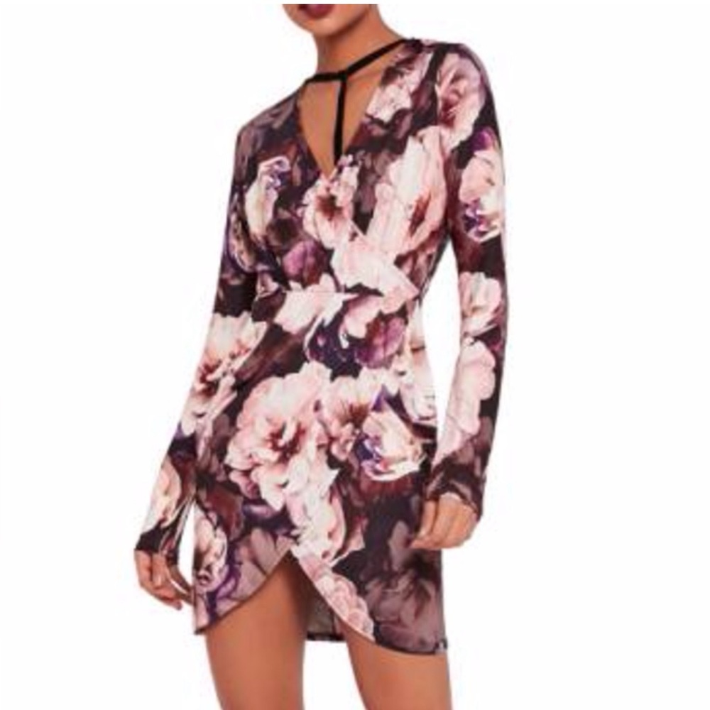 Missguided Faux Floral Wrap Dress